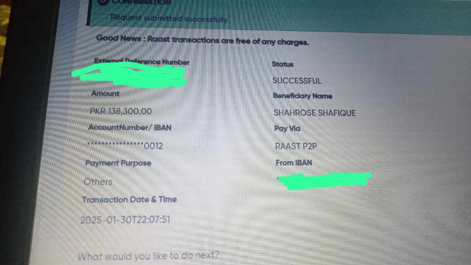 Shahrose Shafique Banking Information